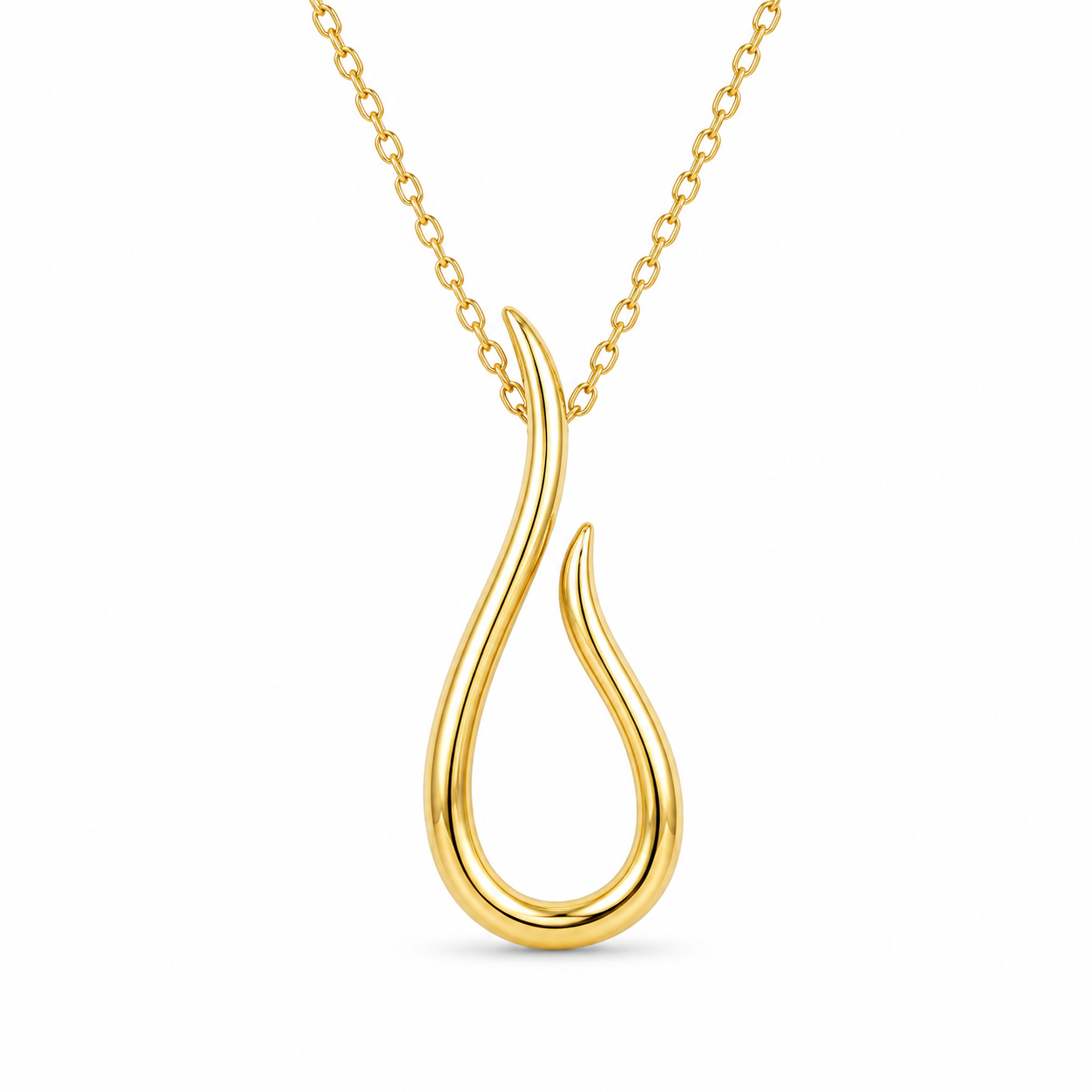 GOLDEN FLAME PENDANT — ΚΟΛΙΕ ΑΣΗΜΙ 925 ΕΠΙΧΡΥΣΟ ΟΡΓΑΝΙΚΟ ΣΧΗΜΑ