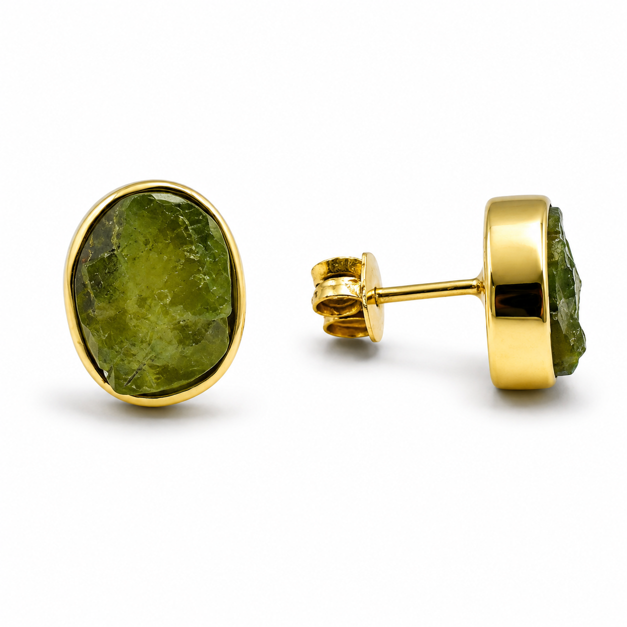 RAW AGATE STUD EARRINGS — ΣΚΟΥΛΑΡΙΚΙΑ ΑΣΗΜΙ 925 ΕΠΙΧΡΥΣΑ ΜΕ ΦΥΣΙΚΟ ΑΧΑΤΗ