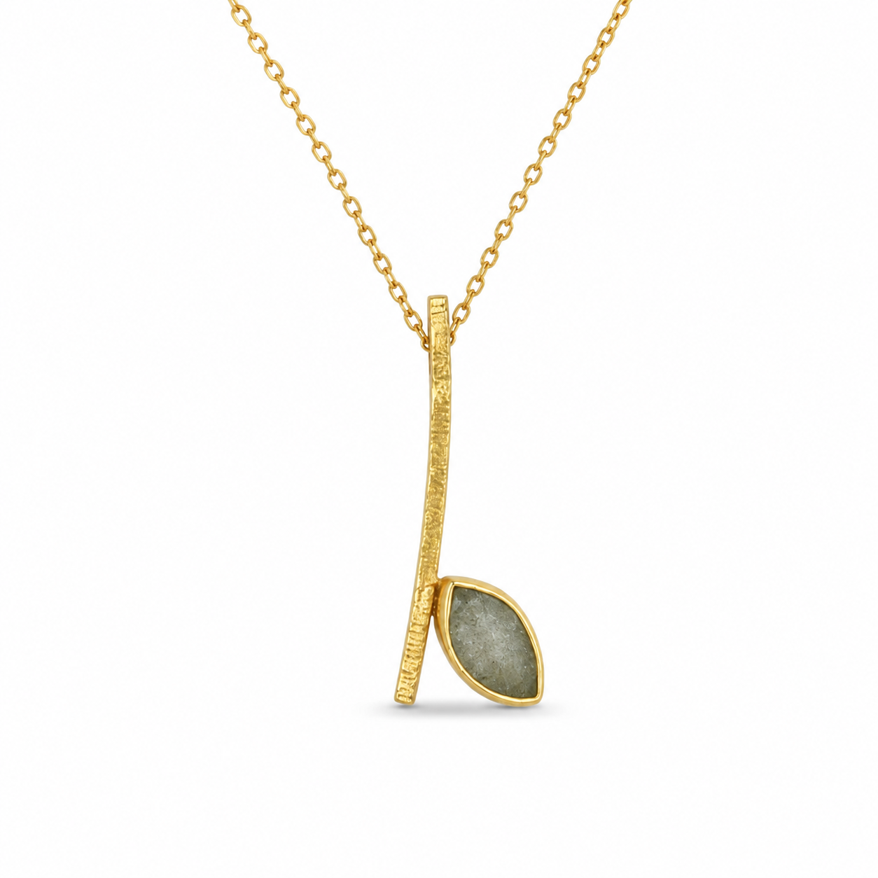 GOLD BAR AQUAMARINE NECKLACE — ΚΟΛΙΕ ΑΣΗΜΙ 925 ΕΠΙΧΡΥΣΟ ΜΕ ΦΥΣΙΚΗ ΑΚΟΥΑΜΑΡΙΝΑ