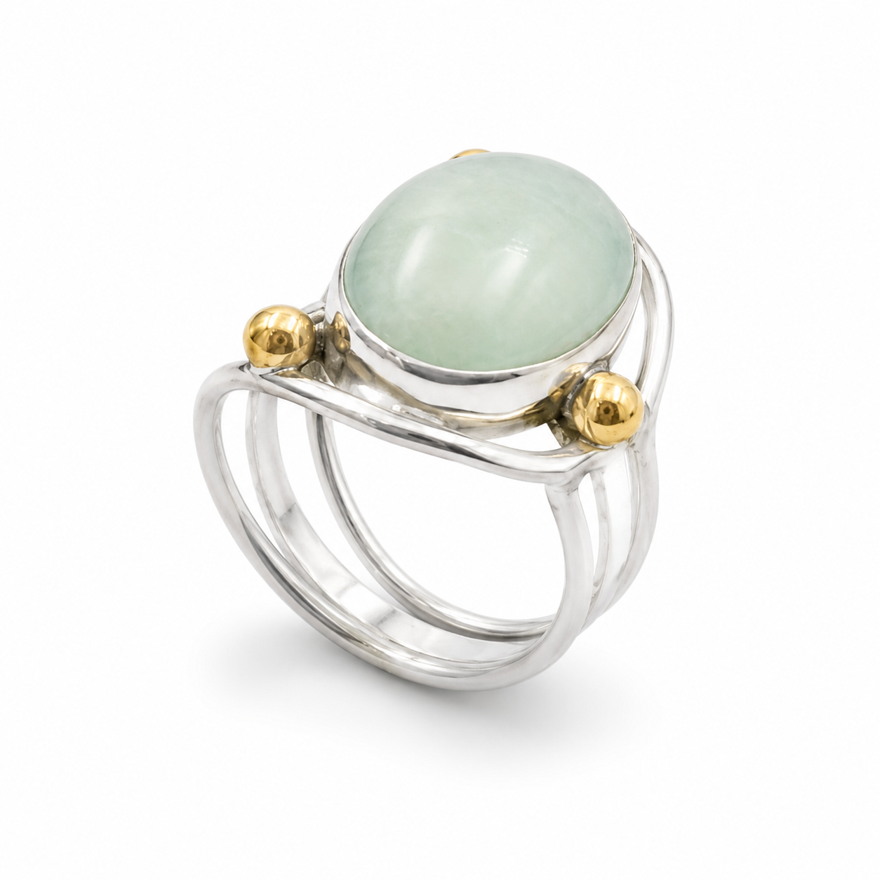 AMAZONITE ORBIT RING — ΔΑΧΤΥΛΙΔΙ ΑΣΗΜΙ 925 ΔΙΧΡΩΜΟ ΜΕ ΦΥΣΙΚΟ ΑΜΑΖΟΝΙΤΗ