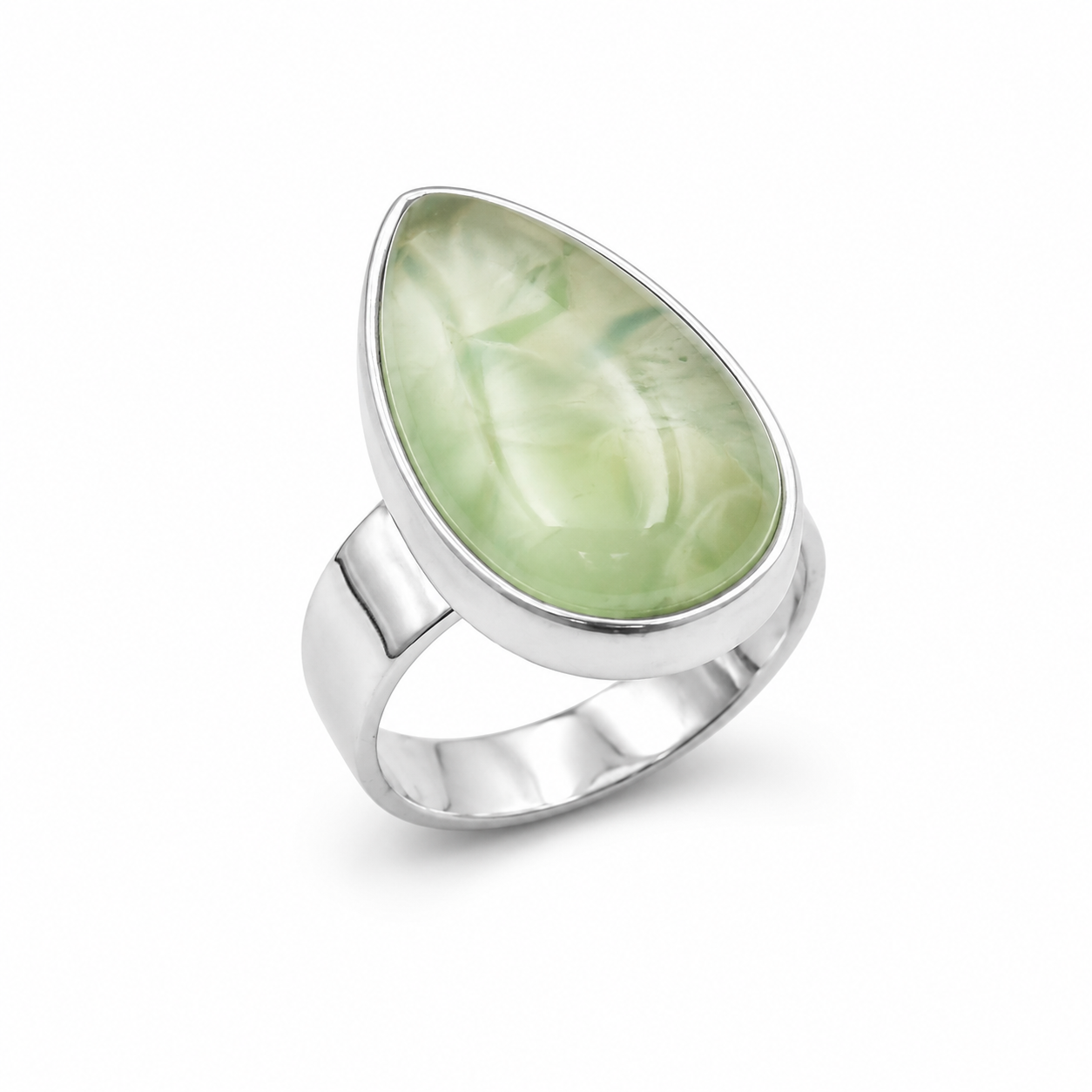PRENITE DROP RING — ΔΑΧΤΥΛΙΔΙ ΑΣΗΜΙ 925 ΜΕ ΦΥΣΙΚΟ ΠΡΕΝΙΤΗ ΣΕ ΣΧΗΜΑ ΔΑΚΡΥΟΥ