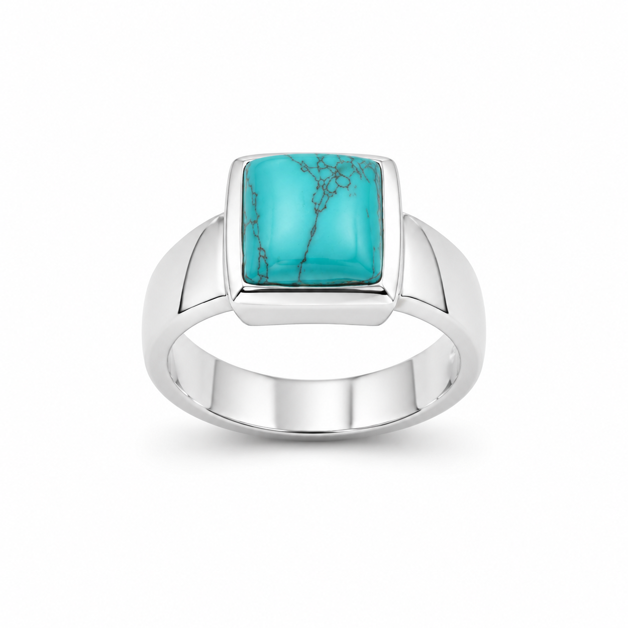 SQUARE MATRIX TURQUOISE RING — ΔΑΧΤΥΛΙΔΙ ΑΣΗΜΙ 925 ΜΕ ΦΥΣΙΚΗ ΤΙΡΚΟΥΑΖ ΤΕΤΡΑΓΩΝΗ