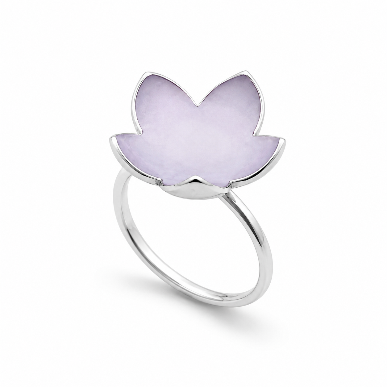 LILAC LOTUS RING — ΔΑΧΤΥΛΙΔΙ ΑΣΗΜΙ 925 ΛΟΥΛΟΥΔΙ ΜΕ ΜΩΒ ΣΜΑΛΤΟ