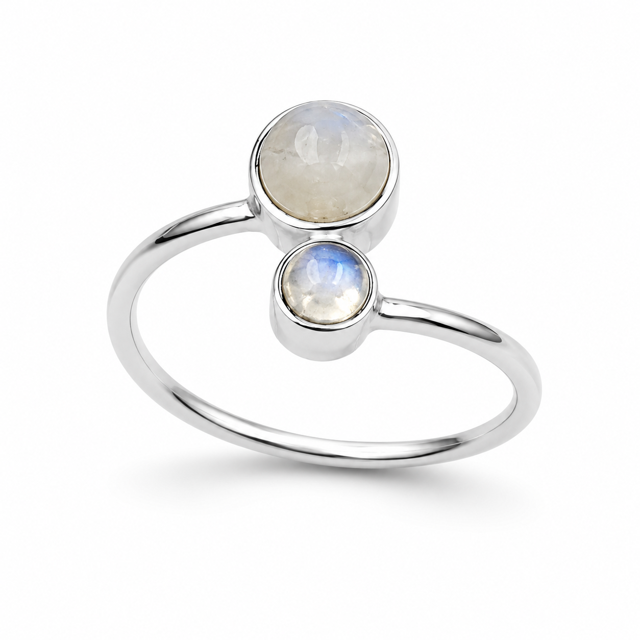 TWIN MOON RING — ΔΑΧΤΥΛΙΔΙ ΑΣΗΜΙ 925 ΜΕ ΔΥΟ ΦΥΣΙΚΕΣ MOONSTONE