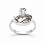 PYRITE SPARK RING — ΔΑΧΤΥΛΙΔΙ ΑΣΗΜΙ 925 ΜΕ ΦΥΣΙΚΟ ΣΙΔΗΡΟΠΥΡΙΤΗ ΚΑΙ ΖΙΡΓΚΟΝ