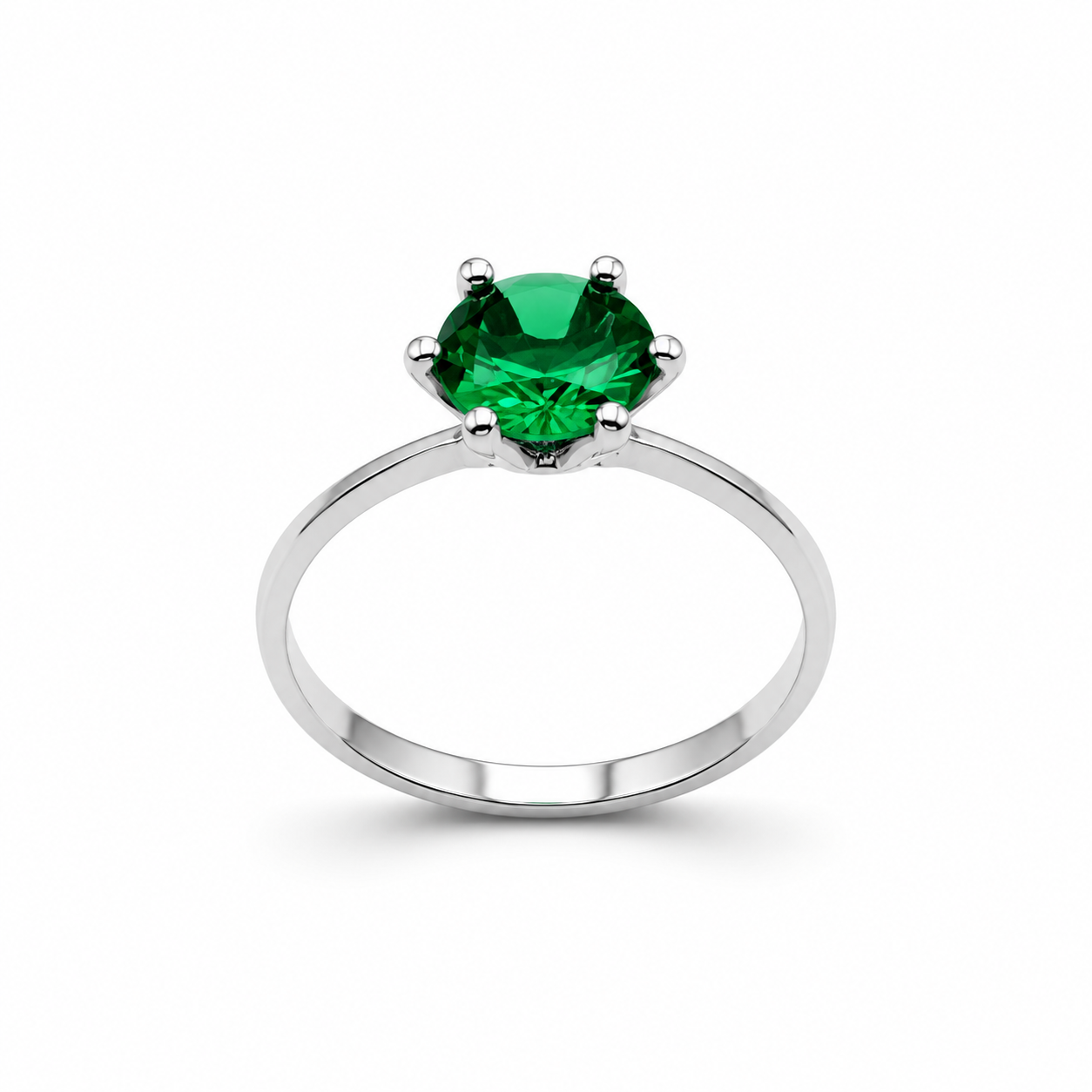 CLASSIC EMERALD SOLITAIRE RING — ΔΑΧΤΥΛΙΔΙ ΑΣΗΜΙ 925 SOLITAIRE ΜΕ ΠΡΑΣΙΝΟ ΖΙΡΓΚΟΝ
