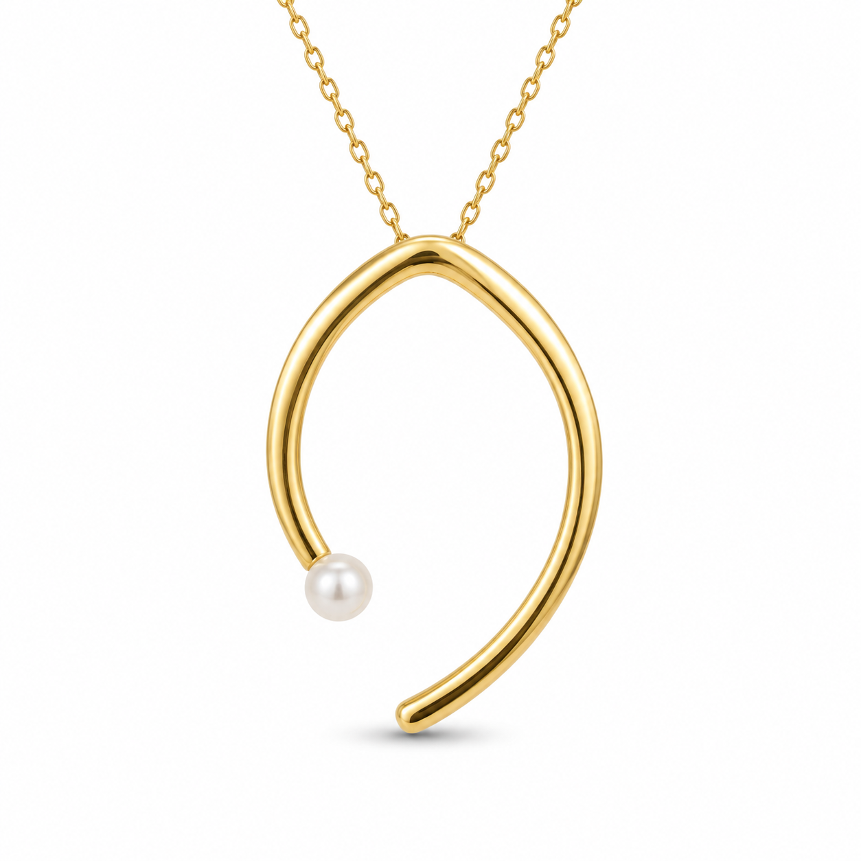 LOOP PEARL NECKLACE — ΚΟΛΙΕ ΑΣΗΜΙ 925 ΕΠΙΧΡΥΣΟ ΧΕΙΡΟΠΟΙΗΤΟ ΜΕ ΜΑΡΓΑΡΙΤΑΡΙ