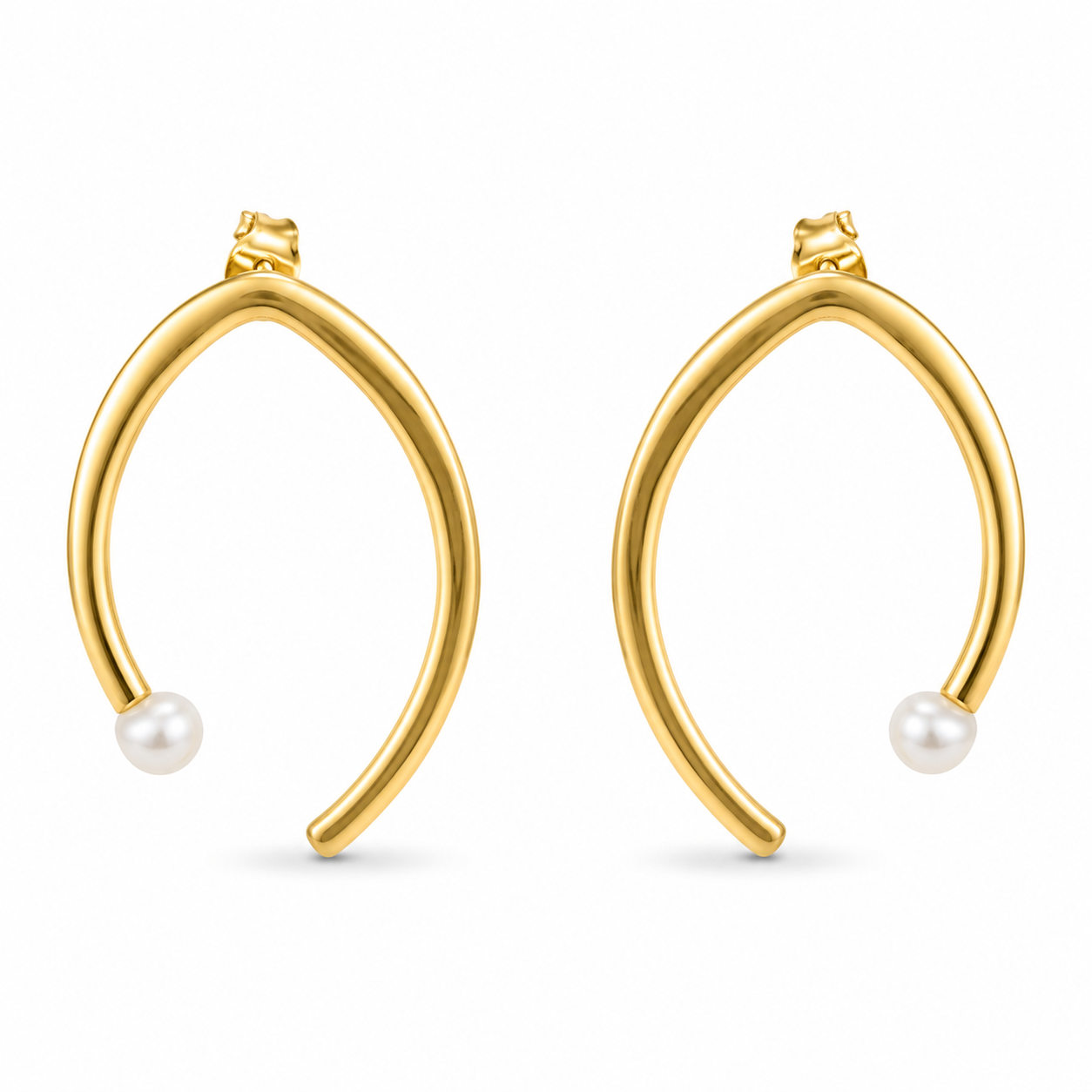 LOOP PEARL EARRINGS — ΣΚΟΥΛΑΡΙΚΙΑ ΑΣΗΜΙ 925 ΕΠΙΧΡΥΣΑ ΜΕ ΜΑΡΓΑΡΙΤΑΡΙ