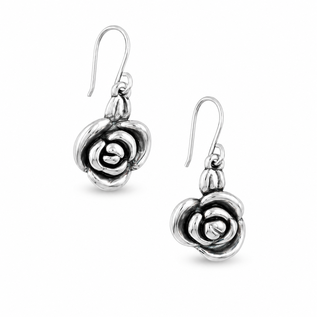 ROSE BLOOM EARRINGS — ΣΚΟΥΛΑΡΙΚΙΑ ΑΣΗΜΙ 925 ΣΕ ΣΧΗΜΑ ΤΡΙΑΝΤΑΦΥΛΛΟΥ