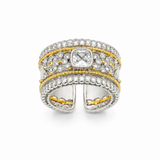 ROYAL PAVE RING — ΔΑΧΤΥΛΙΔΙ ΑΣΗΜΙ 925 ΔΙΧΡΩΜΟ ΦΑΡΔΙΑ ΜΠΑΝΤΑ ΜΕ ΛΕΥΚΑ ΖΙΡΓΚΟΝ
