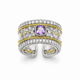 ROYAL PAVE AMETHYST RING — ΔΑΧΤΥΛΙΔΙ ΑΣΗΜΙ 925 ΔΙΧΡΩΜΟ ΦΑΡΔΙΑ ΜΠΑΝΤΑ ΜΕ ΦΥΣΙΚΟ ΑΜΕΘΥΣΤΟ