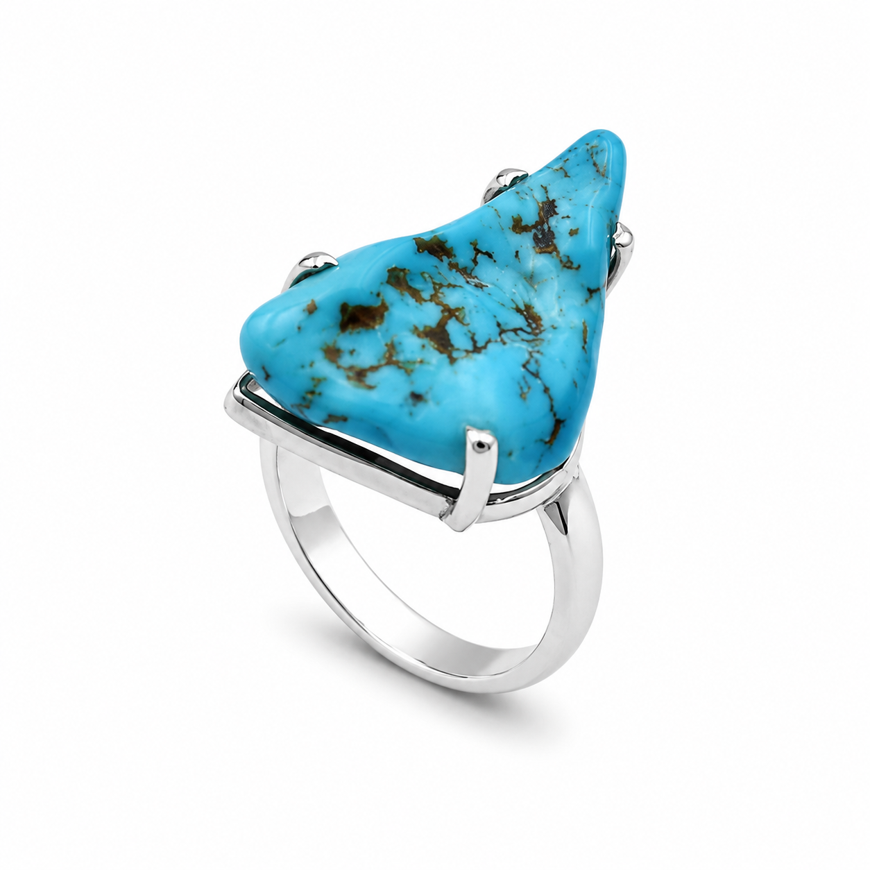 RAW SKY NUGGET RING — ΔΑΧΤΥΛΙΔΙ ΑΣΗΜΙ 925 ΜΕ ΦΥΣΙΚΗ ΤΙΡΚΟΥΑΖ ΑΚΑΝΟΝΙΣΤΗ