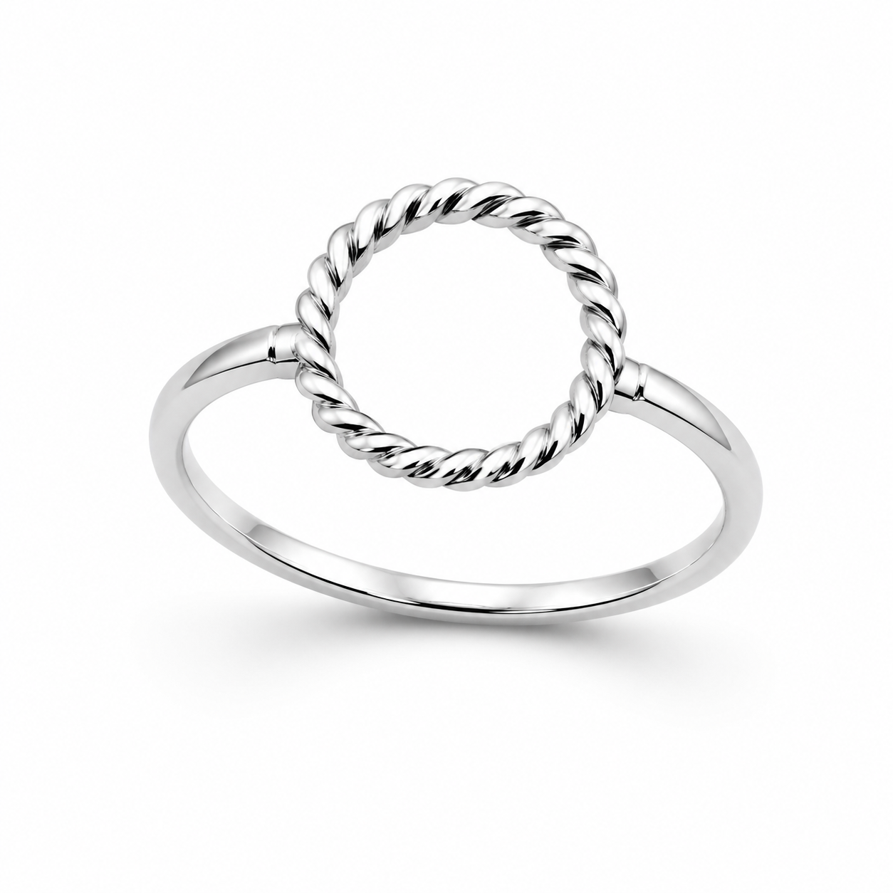 TWISTED ROPE CIRCLE RING — ΔΑΧΤΥΛΙΔΙ ΑΣΗΜΙ 925 ΜΕ ΣΧΟΙΝΑΤΟ ΚΥΚΛΟ