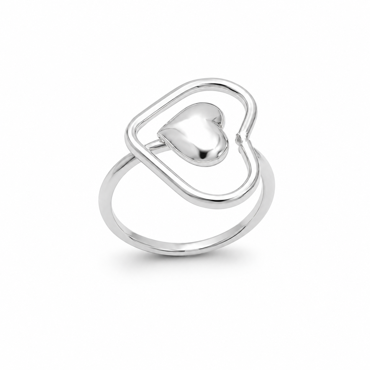 SOLID HEART FRAME RING — ΔΑΧΤΥΛΙΔΙ ΑΣΗΜΙ 925 ΜΕ ΠΛΑΙΣΙΩΜΕΝΗ ΚΑΡΔΙΑ