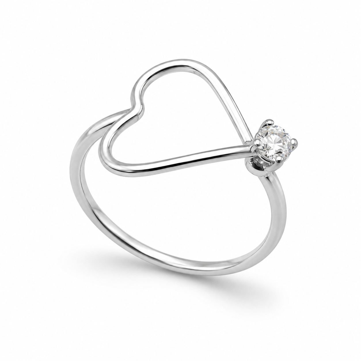 HEART AND SOLITAIRE RING — ΔΑΧΤΥΛΙΔΙ ΑΣΗΜΙ 925 ΜΕ ΚΑΡΔΙΑ ΚΑΙ ΖΙΡΓΚΟΝ