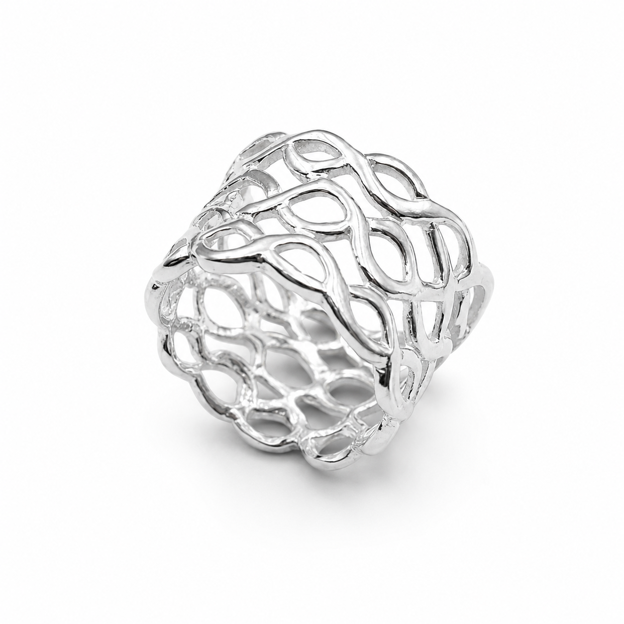 WOVEN LACE BAND RING — ΔΑΧΤΥΛΙΔΙ ΑΣΗΜΙ 925 ΜΕ ΔΙΧΤΥΩΤΟ ΣΧΕΔΙΟ