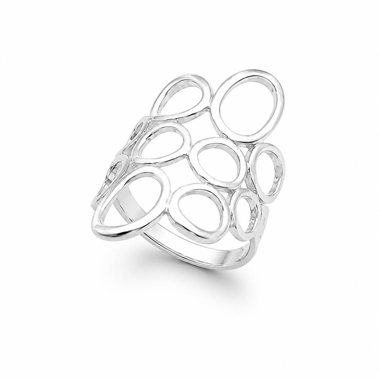 BUBBLE CLUSTER RING — ΔΑΧΤΥΛΙΔΙ ΑΣΗΜΙ 925 ΜΕ ΣΧΕΔΙΟ ΦΥΣΑΛΙΔΩΝ