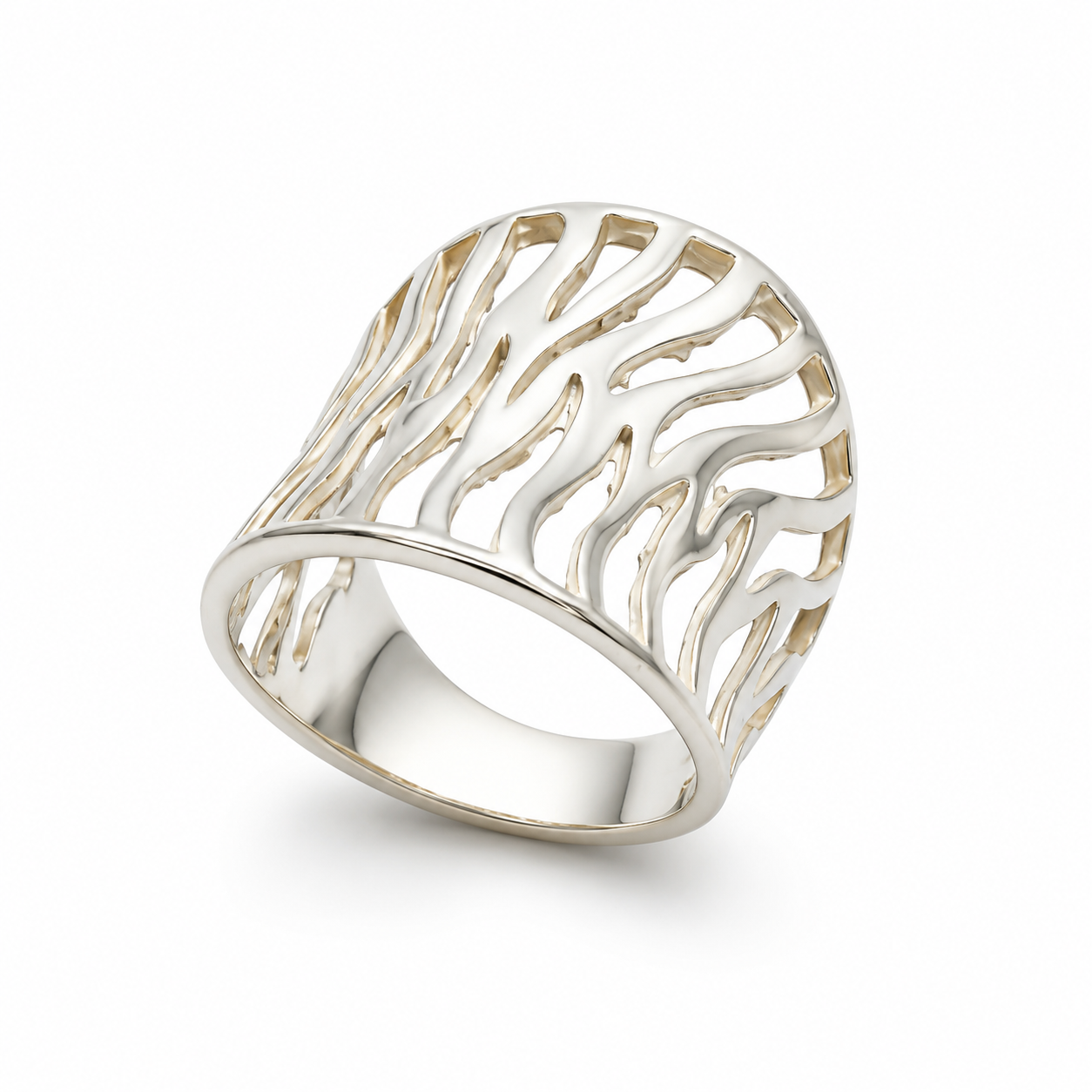 ZEBRA WAVE DOME RING — ΔΑΧΤΥΛΙΔΙ ΑΣΗΜΙ 925 ΜΕ ΣΧΕΔΙΟ ΚΥΜΑΤΙΣΤΩΝ ΓΡΑΜΜΩΝ