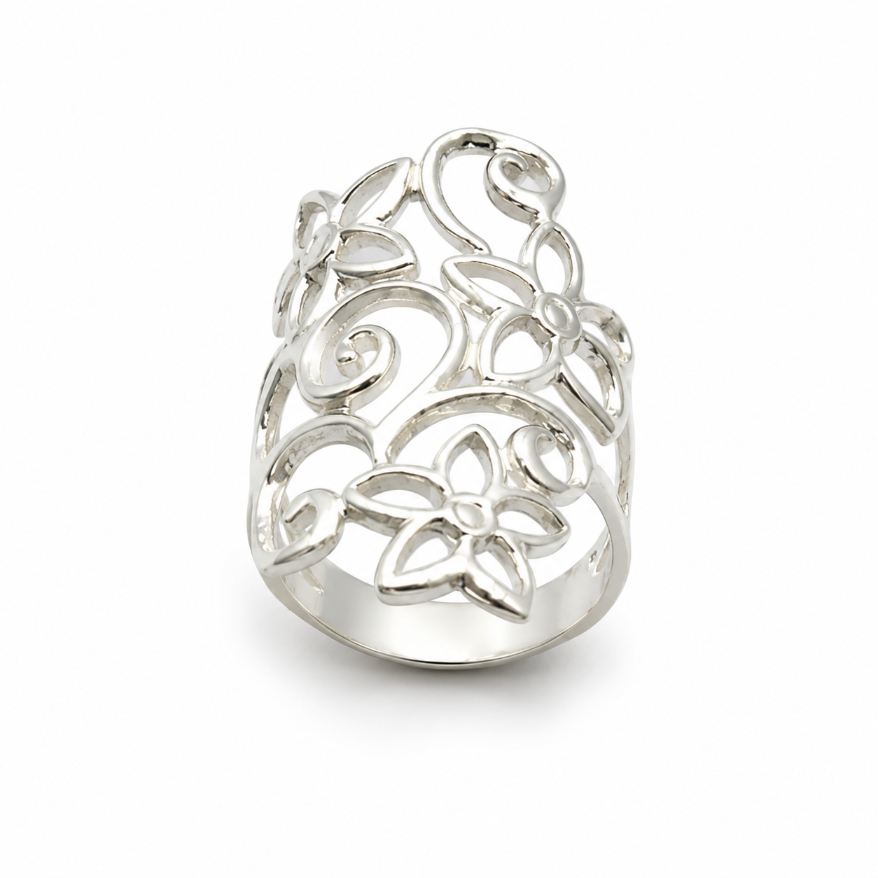 PAISLEY VINE STATEMENT RING — ΔΑΧΤΥΛΙΔΙ ΑΣΗΜΙ 925 ΜΕ ΔΙΑΤΡΗΤΟ ΦΥΛΛΩΤΟ ΣΧΕΔΙΟ