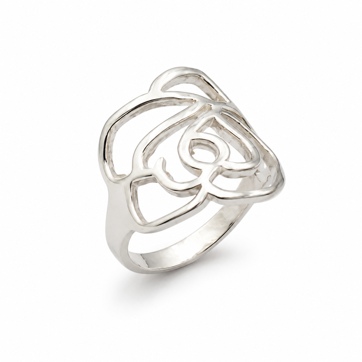OUTLINE ROSE RING — ΔΑΧΤΥΛΙΔΙ ΑΣΗΜΙ 925 ΜΕ ΣΧΕΔΙΟ ΤΡΙΑΝΤΑΦΥΛΛΟΥ