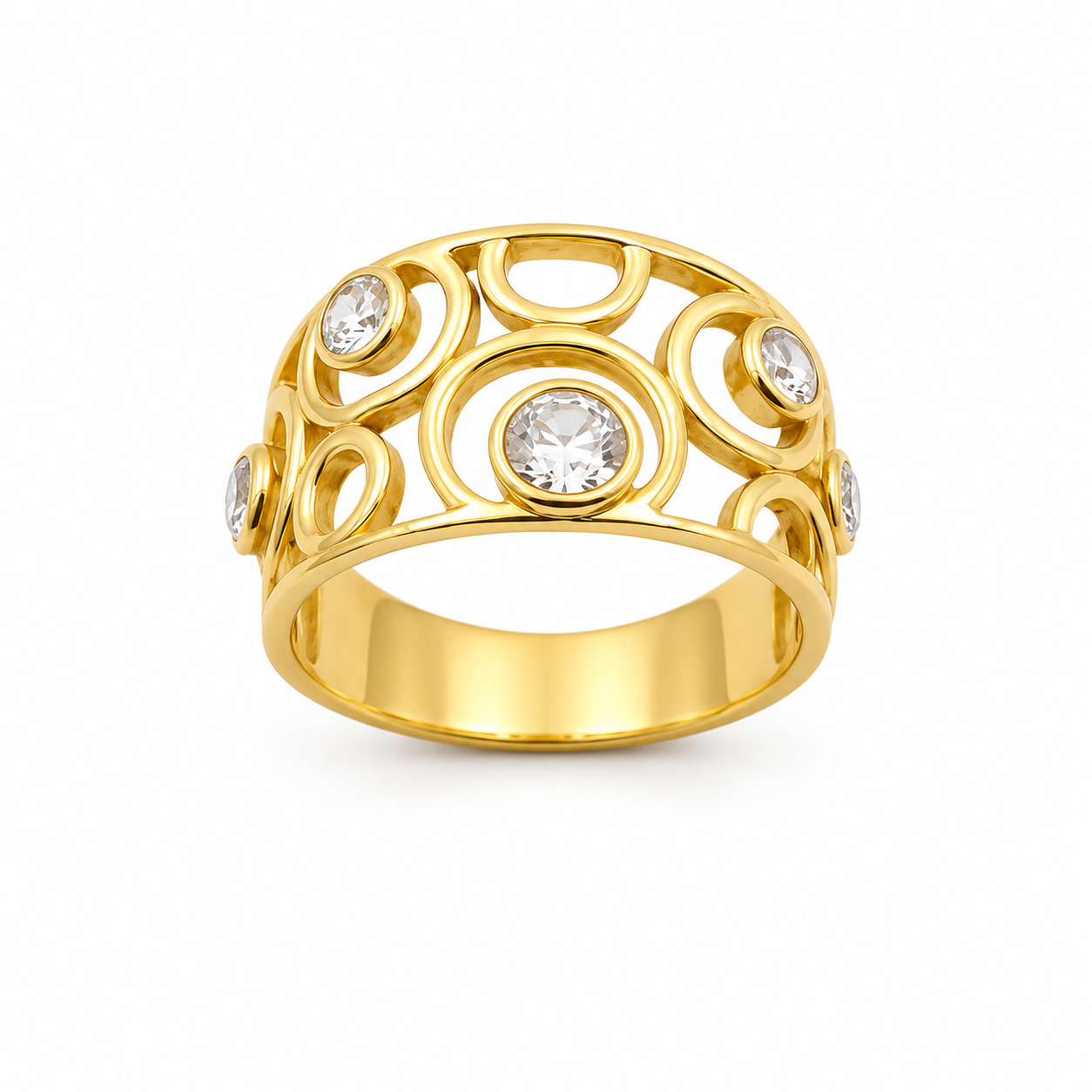 CIRCLE HALO RING — ΔΑΧΤΥΛΙΔΙ ΑΣΗΜΙ 925 ΕΠΙΧΡΥΣΟ ΦΑΡΔΥ ΜΕ ΖΙΡΓΚΟΝ