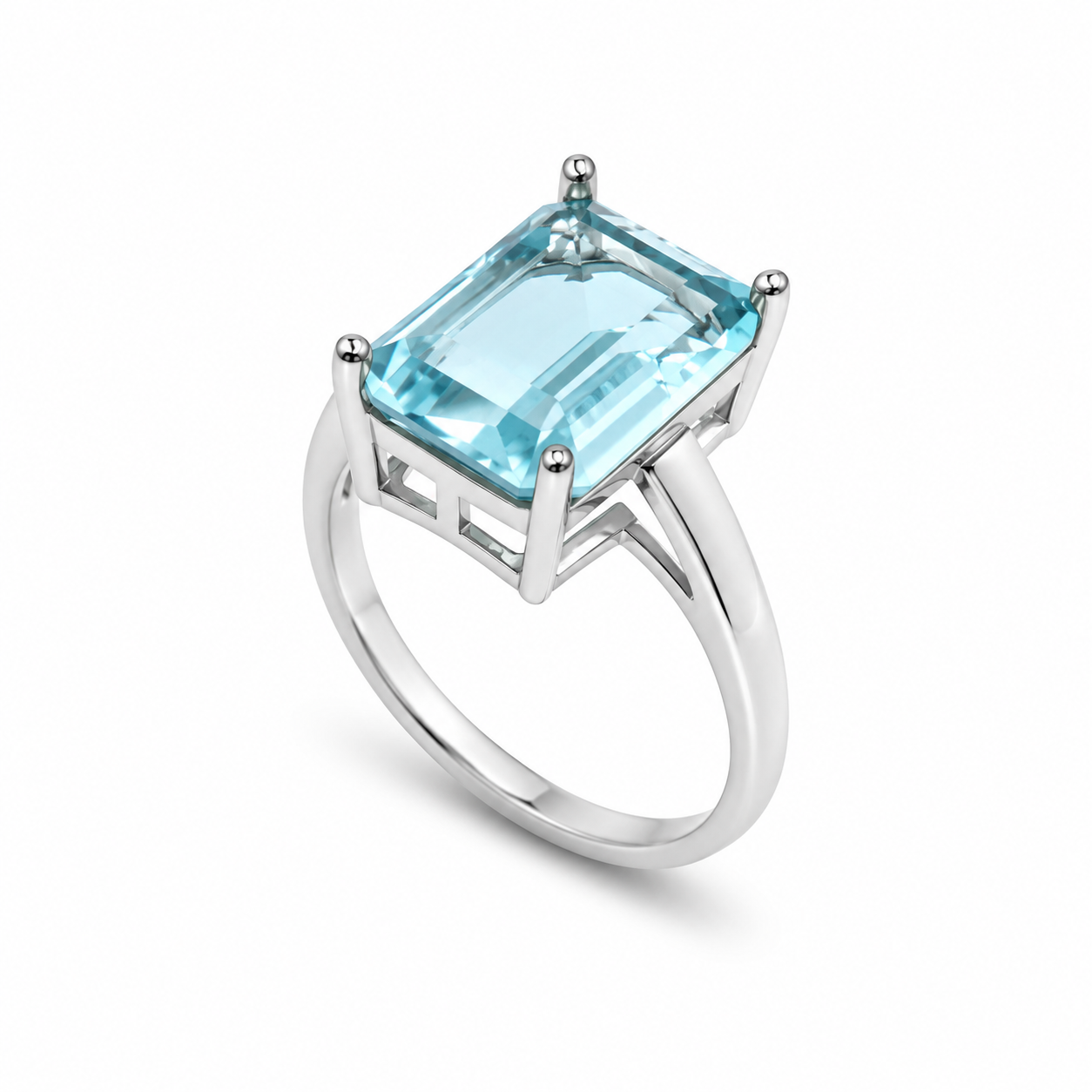 EMERALD CUT AQUAMARINE RING — ΔΑΧΤΥΛΙΔΙ ΑΣΗΜΙ 925 ΜΕ ΦΥΣΙΚΗ ΑΚΟΥΑΜΑΡΙΝΑ EMERALD CUT