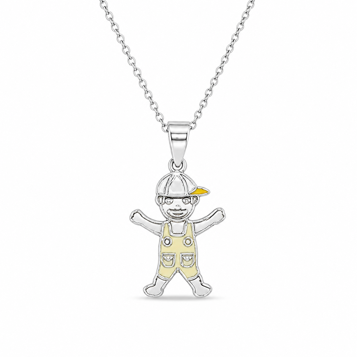LITTLE BOY CAP NECKLACE — ΠΑΙΔΙΚΟ ΚΟΛΙΕ ΑΣΗΜΙ 925 ΑΓΟΡΑΚΙ ΜΕ ΚΑΣΚΕΤΟ