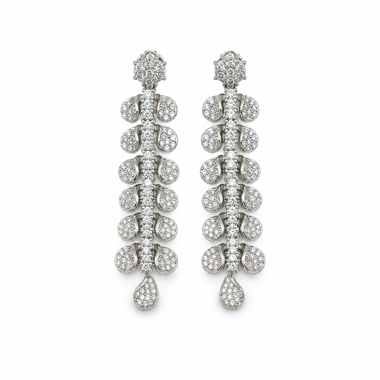 WHEAT FRINGE STATEMENT EARRINGS — ΣΚΟΥΛΑΡΙΚΙΑ ΑΣΗΜΙ 925 ΡΟΔΙΟ ΜΑΚΡΙΑ ΜΕ ΛΕΥΚΑ ΖΙΡΓΚΟΝ