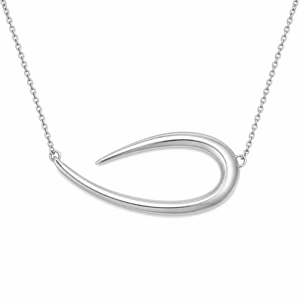 FISH HOOK LOOP NECKLACE — ΚΟΛΙΕ ΑΣΗΜΙ 925 ΡΟΔΙΟ ΣΧΕΔΙΟ ΑΓΚΙΣΤΡΙ