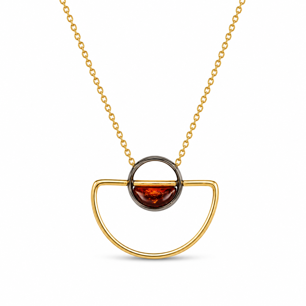 GEOMETRIC RED ENAMEL NECKLACE — ΚΟΛΙΕ ΑΣΗΜΙ 925 ΕΠΙΧΡΥΣΟ ΓΕΩΜΕΤΡΙΚΟ ΜΕ ΚΟΚΚΙΝΟ ΣΜΑΛΤΟ