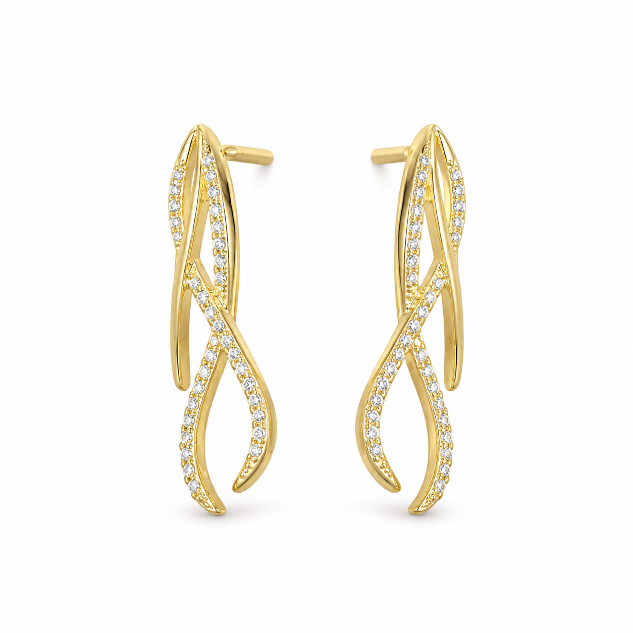 WILLOW VINE EAR CLIMBERS — ΣΚΟΥΛΑΡΙΚΙΑ ΑΣΗΜΙ 925 ΕΠΙΧΡΥΣΟ ΚΥΜΑΤΙΣΤΟ ΜΕ ΛΕΥΚΑ ΖΙΡΓΚΟΝ