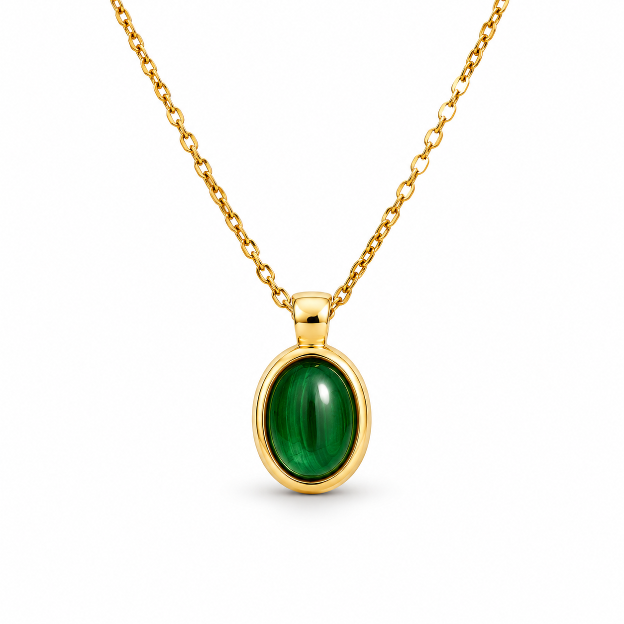 GREEN SPINEL OVAL NECKLACE — ΚΟΛΙΕ ΑΣΗΜΙ 925 ΕΠΙΧΡΥΣΟ ΜΕ ΠΡΑΣΙΝΟ ΣΠΙΝΕΛΙΟ