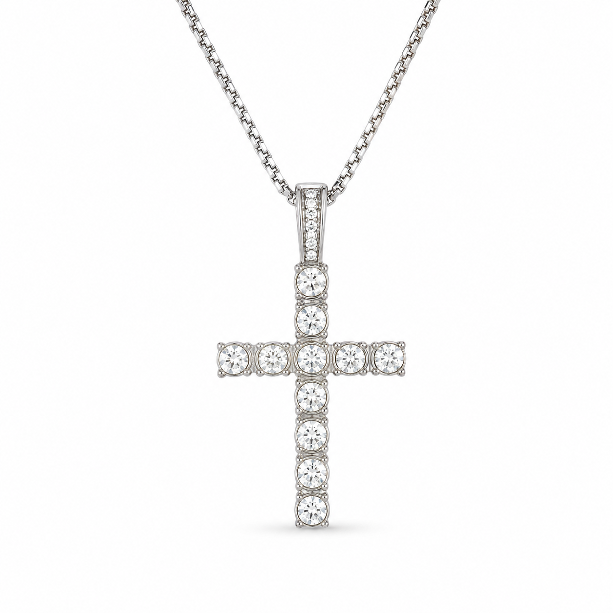 CRYSTAL CROSS PENDANT NECKLACE — ΑΝΔΡΙΚΟ ΚΟΛΙΕ ΑΤΣΑΛΙ ΣΤΑΥΡΟΣ ΜΕ ΖΙΡΓΚΟΝ