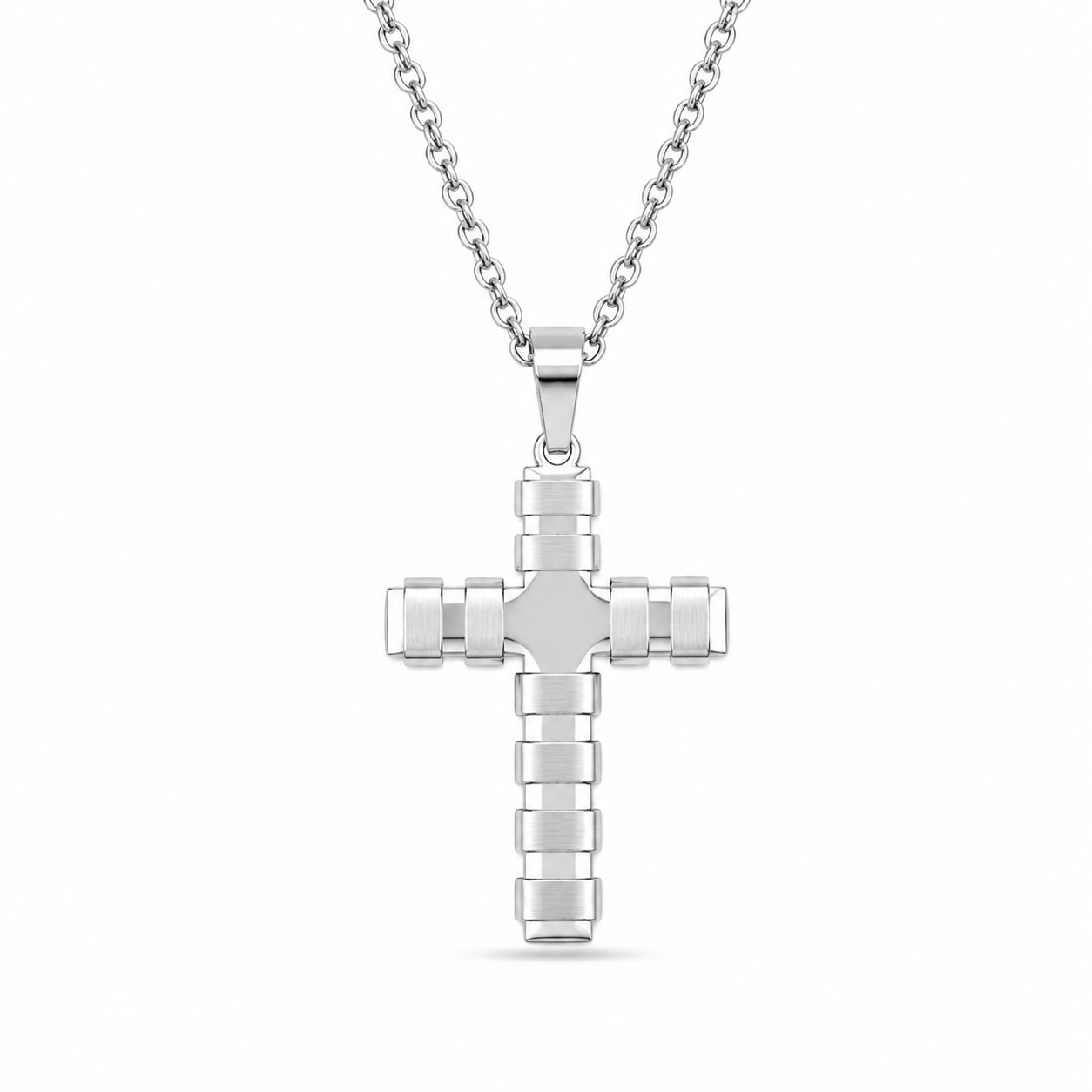 BRICK CROSS PENDANT — ΑΝΔΡΙΚΟ ΚΟΛΙΕ ΣΤΑΥΡΟΣ ΑΤΣΑΛΙ ΤΕΤΡΑΓΩΝΟ ΜΟΤΙΒΟ