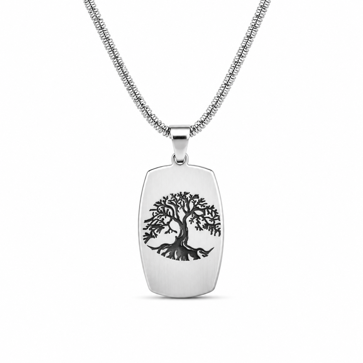 TREE OF LIFE DOG TAG PENDANT — ΑΝΔΡΙΚΟ ΚΟΛΙΕ ΔΕΝΤΡΟ ΤΗΣ ΖΩΗΣ ΑΤΣΑΛΙ DOG TAG