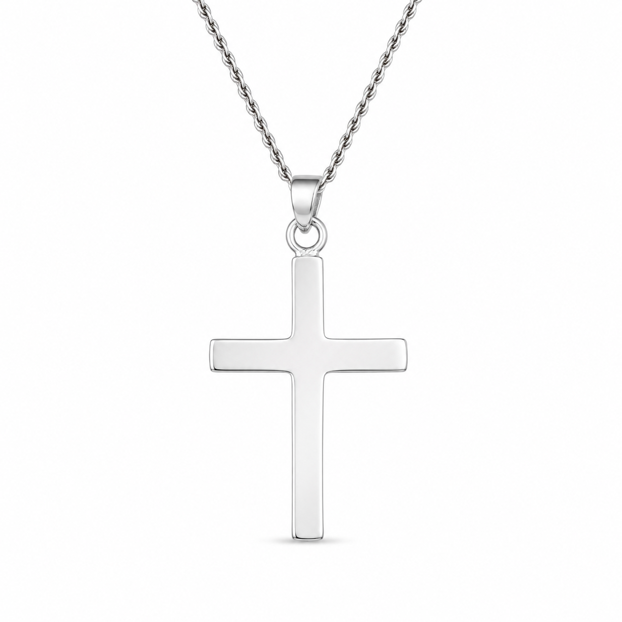 PLAIN CROSS PENDANT — ΑΝΔΡΙΚΟ ΚΟΛΙΕ ΣΤΑΥΡΟΣ ΑΣΗΜΙ 925 ΛΕΙΑ ΕΠΙΦΑΝΕΙΑ