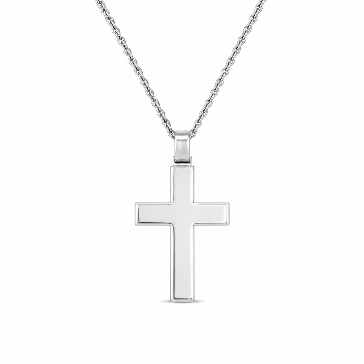 FRAMED CROSS PENDANT — ΑΝΔΡΙΚΟ ΚΟΛΙΕ ΣΤΑΥΡΟΣ ΑΣΗΜΙ 925 ΜΕ ΠΛΑΙΣΙΟ