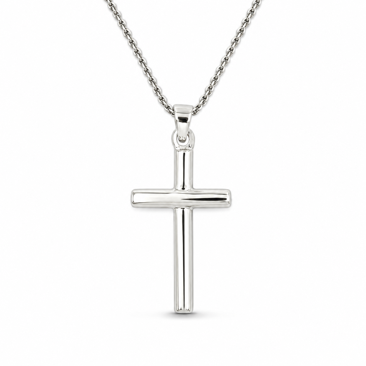 TUBE CROSS PENDANT — ΑΝΔΡΙΚΟ ΚΟΛΙΕ ΣΤΑΥΡΟΣ ΑΣΗΜΙ 925 ΚΥΛΙΝΔΡΙΚΕΣ ΚΕΡΑΙΕΣ