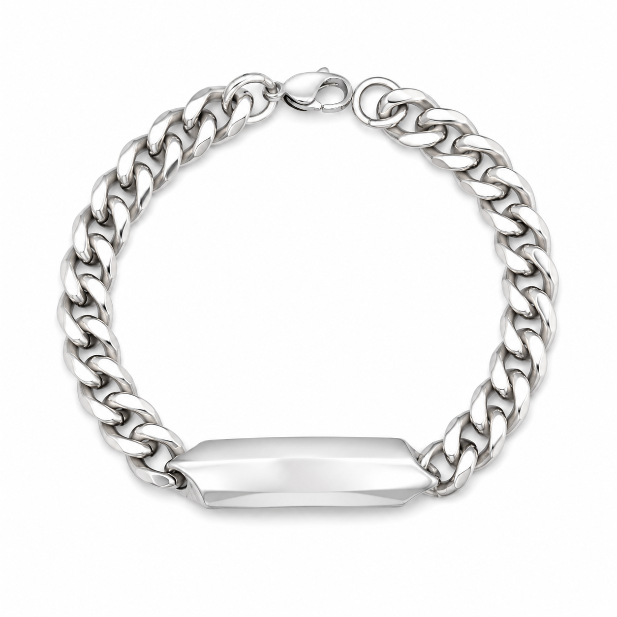 ID PLATE CURB BRACELET — ΑΝΔΡΙΚΟ ΒΡΑΧΙΟΛΙ ΑΤΣΑΛΙ ΤΑΥΤΟΤΗΤΑ CURB ΑΛΥΣΙΔΑ
