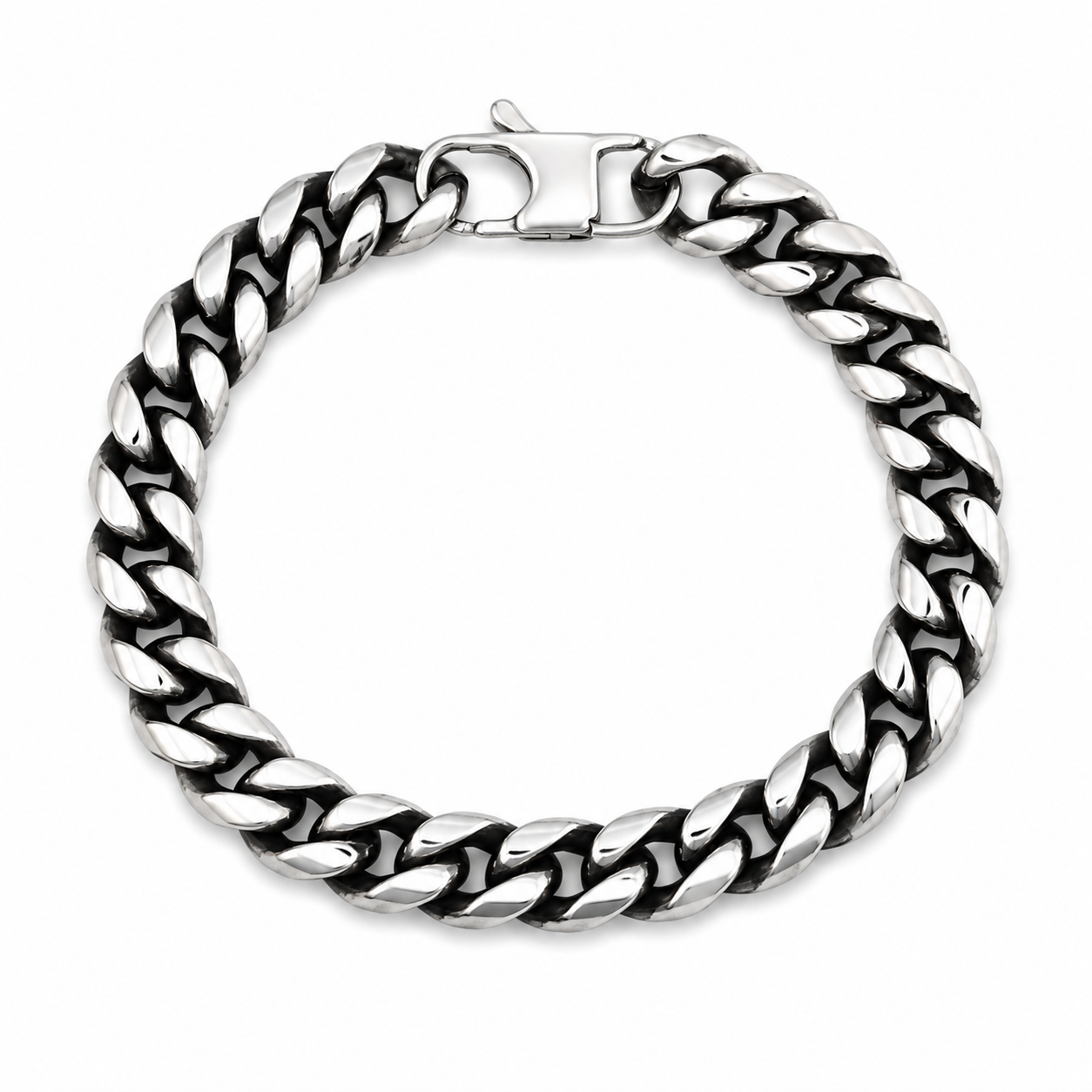 CUBAN LINK BRACELET — ΑΝΔΡΙΚΟ ΒΡΑΧΙΟΛΙ ΑΤΣΑΛΙ CUBAN LINK ΜΑΥΡΟ ΑΣΗΜΙ