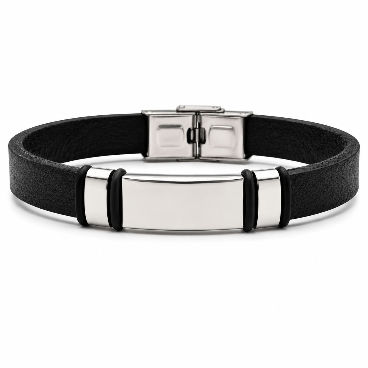 RUBBER ID BRACELET — ΑΝΔΡΙΚΟ ΒΡΑΧΙΟΛΙ ΚΑΟΥΤΣΟΥΚ ID ΠΛΑΚΑ STAINLESS STEEL