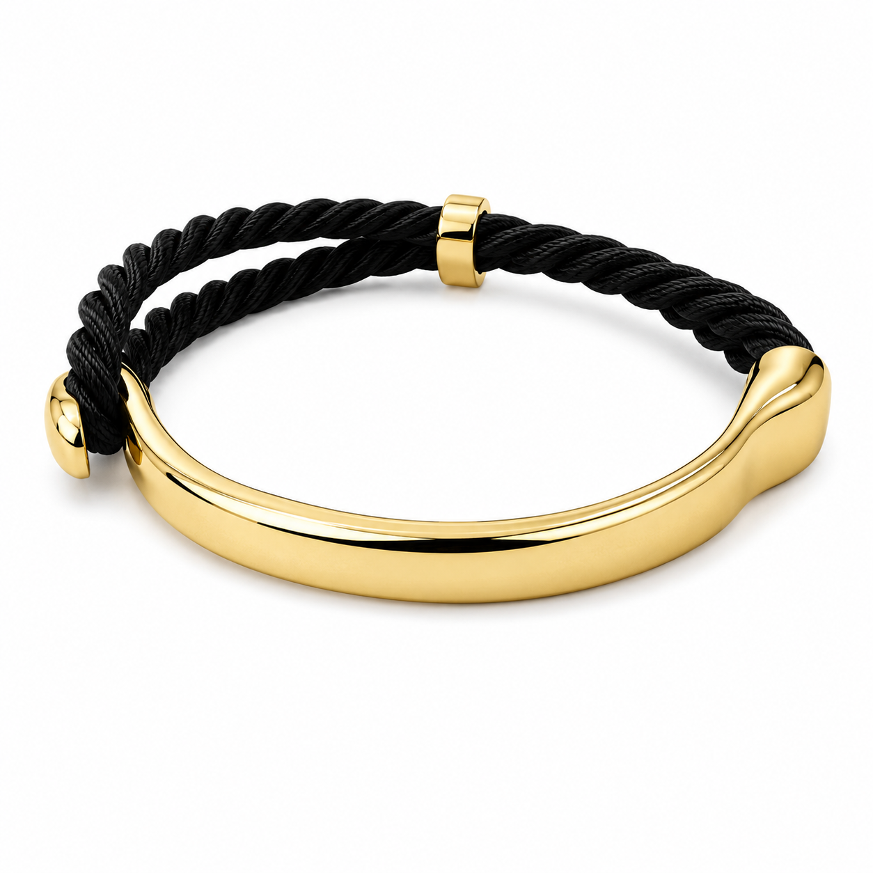 GOLD BAR ROPE BRACELET — ΑΝΔΡΙΚΟ ΒΡΑΧΙΟΛΙ ΧΡΥΣΗ ΠΛΑΚΑ ΜΑΥΡΟ ΚΟΡΔΟΝΙ