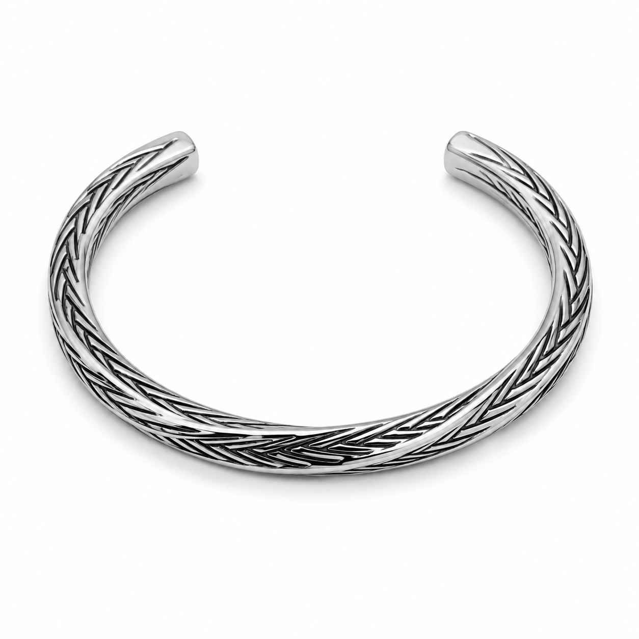 BRAIDED CUFF BANGLE — ΑΝΔΡΙΚΟ BANGLE ΠΛΕΚΤΟ ΜΟΤΙΒΟ ΑΣΗΜΙ OXIDIZED