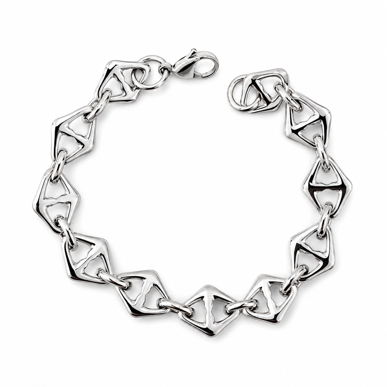 DIAMOND LINK CHAIN BRACELET — ΑΝΔΡΙΚΟ ΒΡΑΧΙΟΛΙ ΡΟΜΒΟΣ ΔΙΑΤΡΗΤΟΙ ΚΡΙΚΟΙ