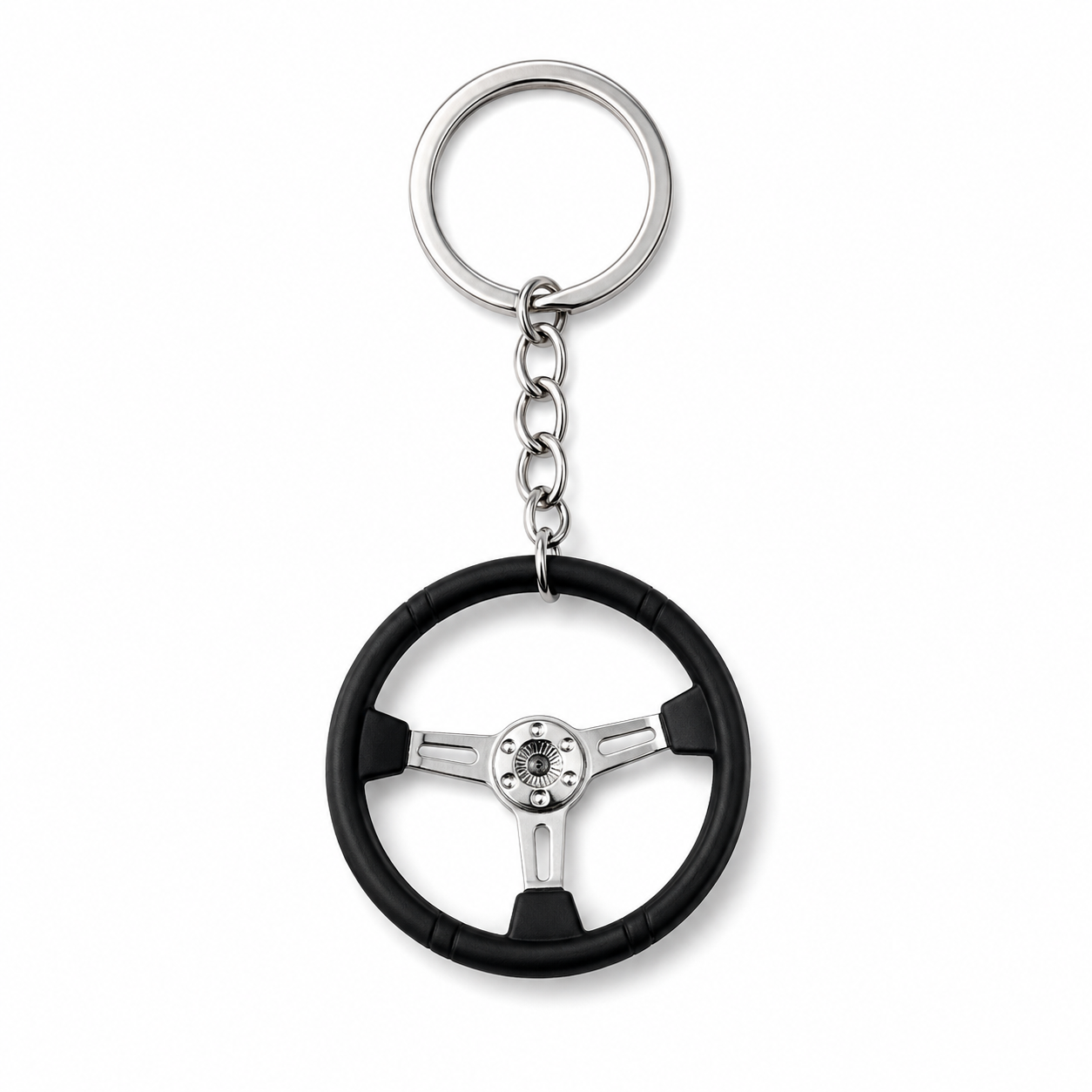 NARDI STEERING WHEEL KEYCHAIN — ΜΠΡΕΛΟΚ ΤΙΜΟΝΙ NARDI STYLE ΜΑΥΡΟ ΑΣΗΜΙ