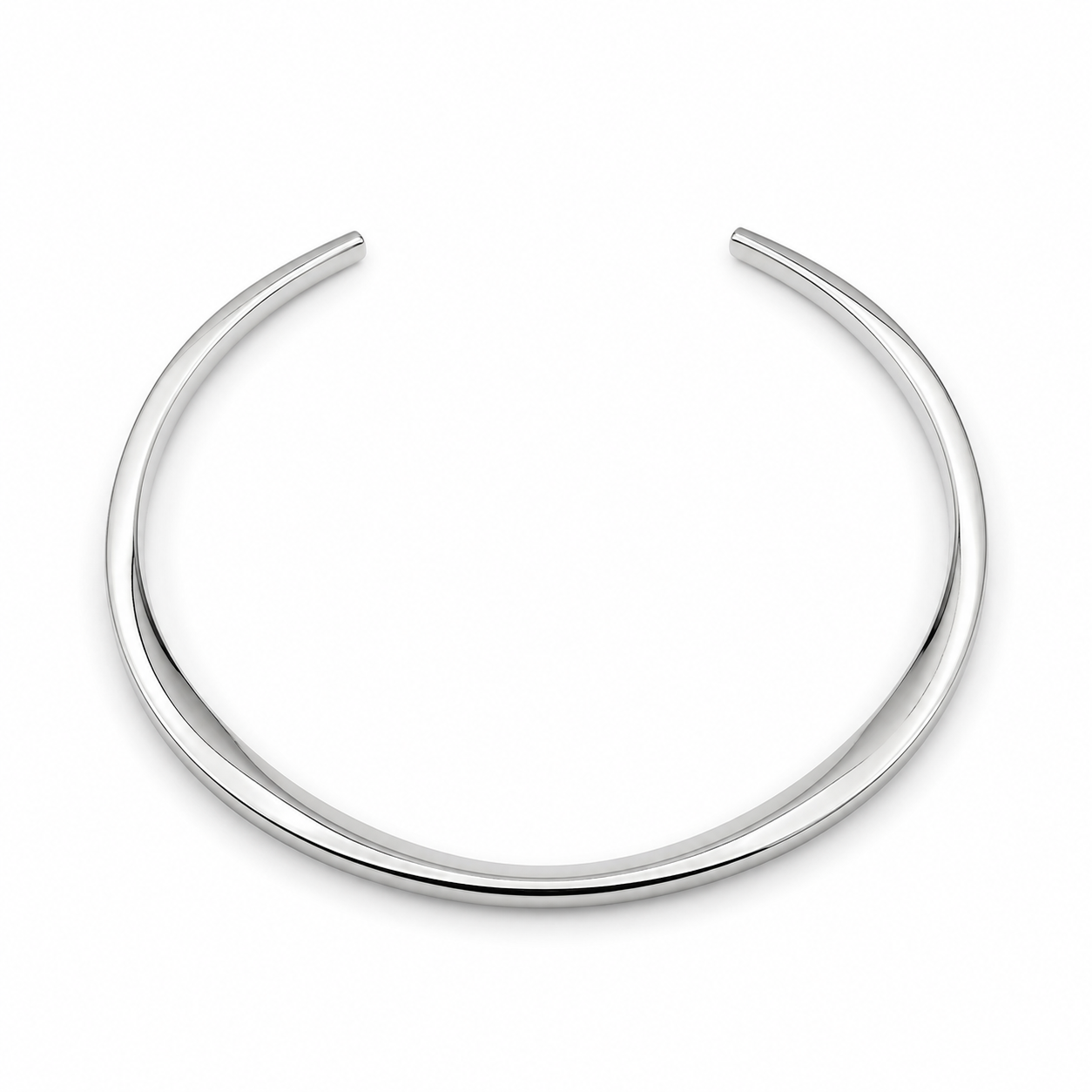 TWISTED CUFF BANGLE — ΑΝΔΡΙΚΟ BANGLE ΣΤΡΙΦΤΟ ΓΥΑΛΙΣΤΕΡΟ ΑΣΗΜΙ