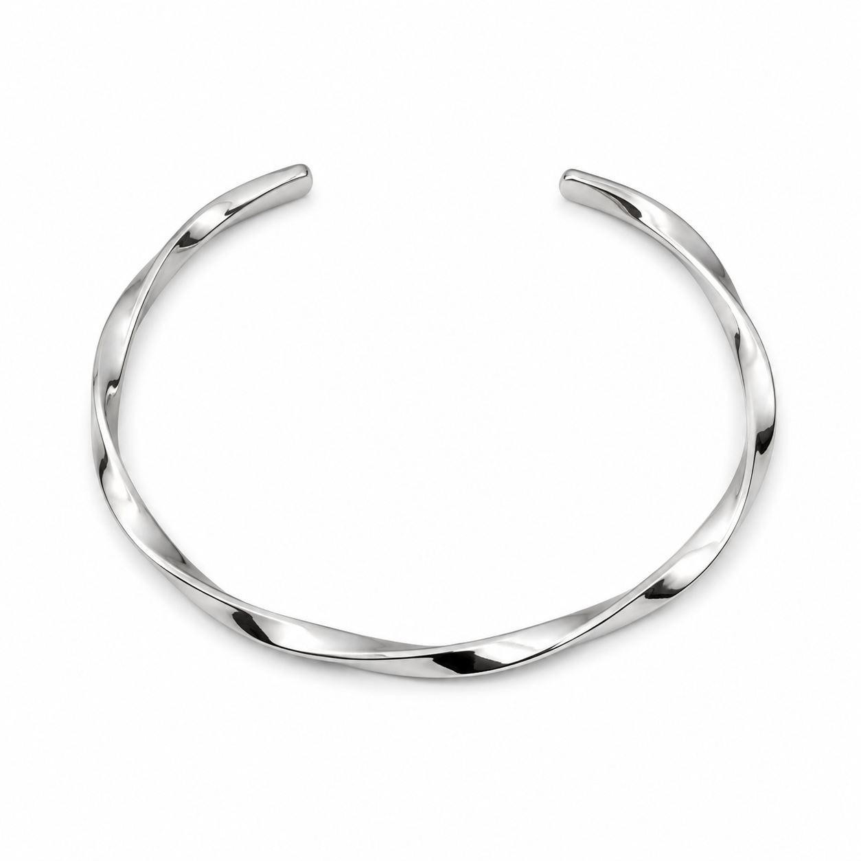 RIBBON TWIST CUFF BANGLE — ΑΝΔΡΙΚΟ BANGLE ΛΕΠΤΟ ΣΤΡΙΦΤΟ ΓΥΑΛΙΣΤΕΡΟ