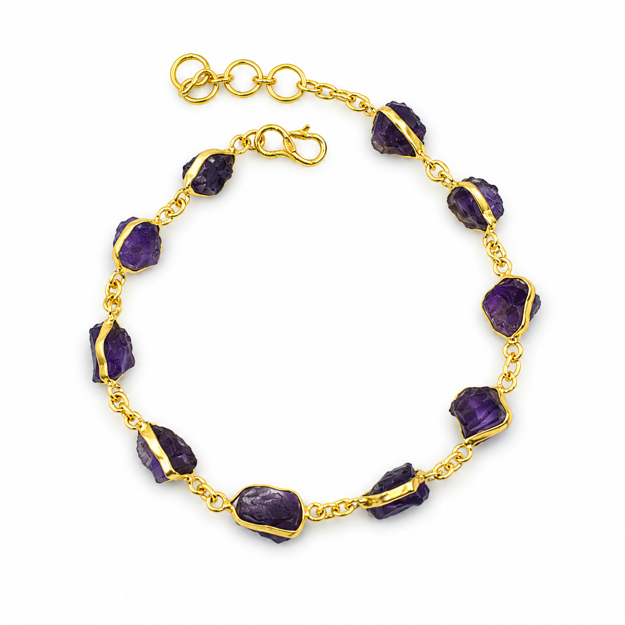 RAW AMETHYST STATION BRACELET — ΒΡΑΧΙΟΛΙ ΑΣΗΜΙ 925 ΕΠΙΧΡΥΣΟ ΜΕ ΦΥΣΙΚΟ ΑΜΕΘΥΣΤΟ