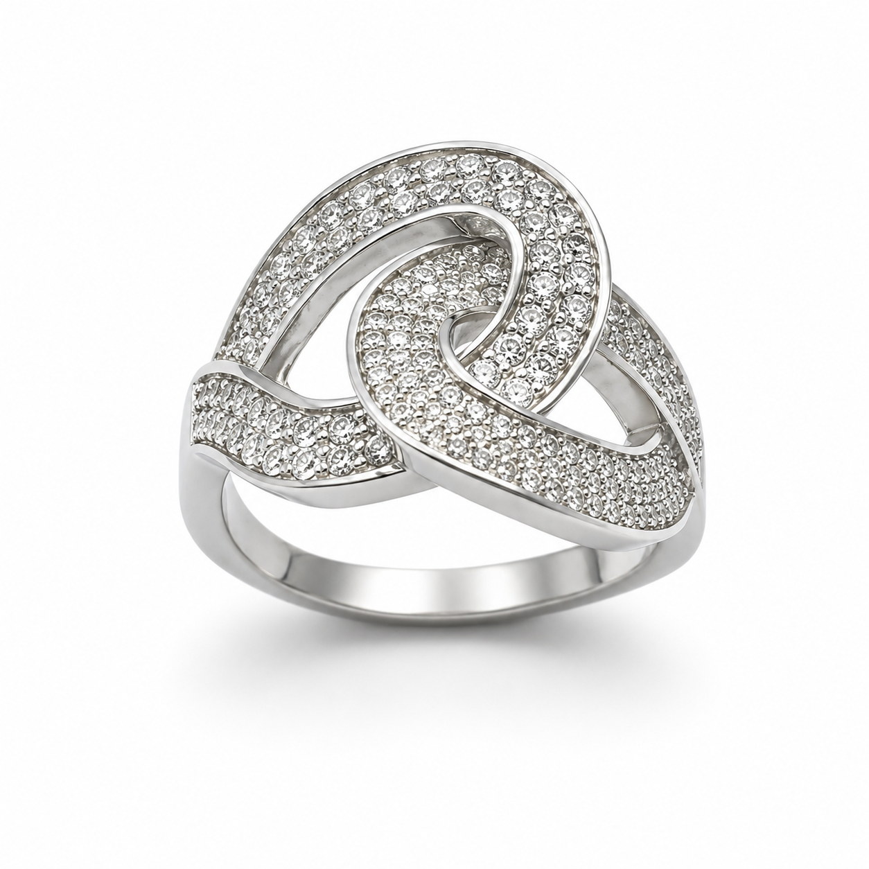 CELTIC KNOT PAVE RING — ΔΑΧΤΥΛΙΔΙ ΑΣΗΜΙ 925 ΡΟΔΙΟ ΚΕΛΤΙΚΟΣ ΚΟΜΠΟΣ ΜΕ ΛΕΥΚΑ ΖΙΡΓΚΟΝ