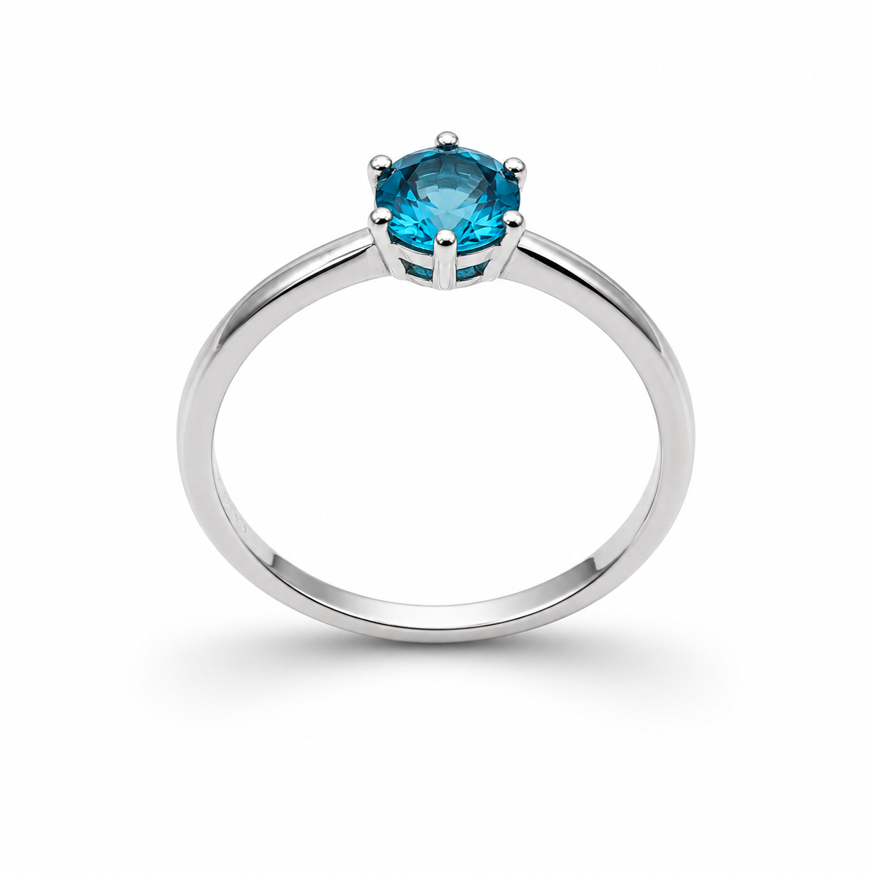 AQUA SOLITAIRE RING — ΔΑΧΤΥΛΙΔΙ ΑΣΗΜΙ 925 ΡΟΔΙΟ SOLITAIRE ΜΕ ΜΠΛΕ ΖΙΡΓΚΟΝ